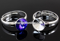 Ring border base, 925 silver, rivoli Swarovski 8mm - x1