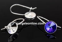 Earring border base, 925 silver, rivoli Swarovski 8mm - x1pair