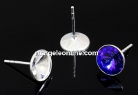 Earring findings, bordered, 925 silver, rivoli Swarovski 6mm - x1pair