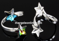 Ring base, 925 silver, 2 Swarovski stars 10-10mm - x1