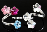 Ring base, 925 silver, 3 Swarovski flowers 10-10-10mm - x1