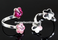 Ring base, 925 silver, 2 Swarovski flowers 10-10mm - x1