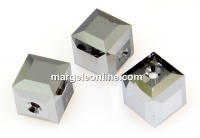 Swarovski, cube bead, light chrome, 8mm - x1