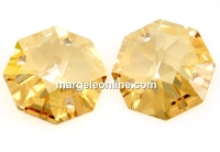 Swarovski, octagon link with 3 holes, golden shadow, 16mm - x1