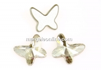 Swarovski, butterfly cabochon, silver shade, 18mm - x1