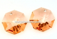 Swarovski, octagon pendant, light peach, 14mm - x1