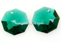 Swarovski, octagon pendant, emerald, 14mm - x1