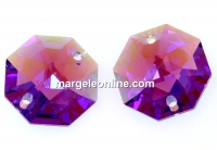 Swarovski, octagon link, violet blue ab, 14mm - x1