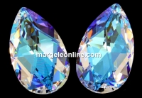 Swarovski, drop pendant, blue aurora borealis, 28mm - x1