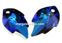 Swarovski, leaf pendant, bermuda blue, 26x16mm - x1