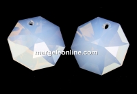 Swarovski, octagon pendant, white opal, 14mm - x1