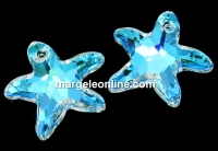 Swarovski, starfish pendant, blue aurora borealis, 16mm - x1