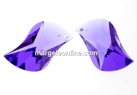 Swarovski, wave leaf pendant, blue violet, 30mm - x1