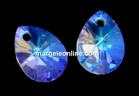 Swarovski, drop pendant, blue aurora borealis, 8mm - x4