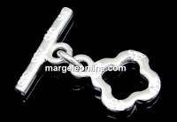 Toggle clasp, clover, 925 silver, 14mm - x1