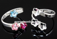 Ring base, 925 silver, 3 Swarovski flowers 6-6-6mm - x1