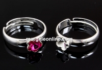 Ring base, adjustable, 925 silver, rivoli flower 6mm - x1