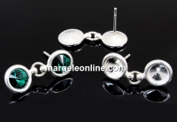 Earring base, 925 silver, 2 rivoli 6mm - x1pair