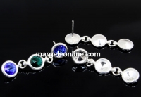 Earring base, 925 silver, 3 rivoli 6mm - x1pair