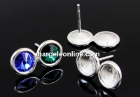 Earring base, 925 silver, 2 rivoli 6mm - x1pair