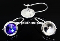 Earring border base, 925 silver, rivoli Swarovski 8mm - x1pair