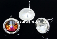 Earring base, 925 silver, rivoli 8mm - x1pair