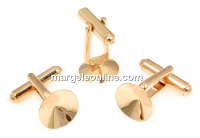 Cufflink base, gold-plated 925 silver, roz for rivoli 12mm - x1 pair