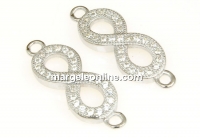 Link, infinity, crystals, rhodium-plated 925 silver, 21mm - x1