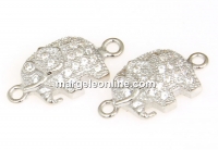 Link, elephant, crystals, rhodium-plated 925 silver, 15mm - x1