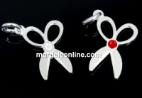 Pendant, ribbon, scissors, 925 silver, 16mm - x1