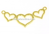 Link, 3 hearts, gold-plated 925 silver, 37mm - x1