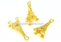 Pendant, Eiffel tower, gold-plated 925 silver, 21mm - x1