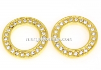 Crystal accessory, disk, gold-plated 925 silver, 14mm - x1