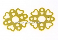 Link, clover, hearts, gold-plated 925 silver, 16mm - x1