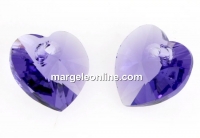 Swarovski, heart pendant, tanzanite, 14mm - x2