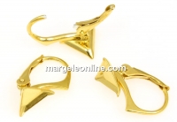 Earring findings, gold-plated 925 silver, cube 8mm - x1pair