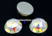 Swarovski, rose cut cabochon,  aurora borealis, 12mm - x1