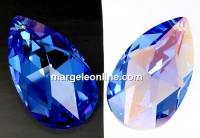 Swarovski, drop pendant, medium sapphire blue AB, 38mm - x1