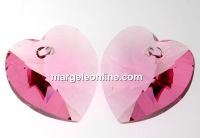 Swarovski, heart pendant, light rose, 18mm - x1