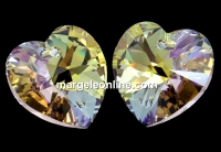 Swarovski, heart pendant, light amethyst aurora borealis, 18mm - x1