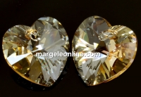 Swarovski, heart pendant, golden shadow, 14mm - x2