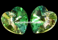 Swarovski, heart pendant, luminous green, 14mm - x2