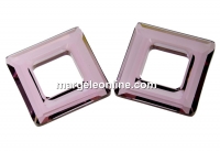 Swarovski, square ring pendant, antique pink, 14mm - x1