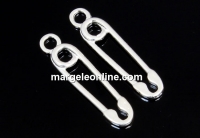 Pendant, safety pin, 925 silver, 16mm  - x2