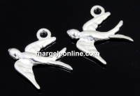 Pendant, swallow 925 silver, 15mm  - x1