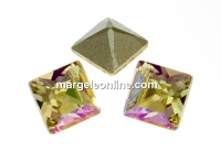 Swarovski, fancy chaton square, luminous green, 3mm - x10