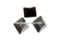 Swarovski, fancy chaton square, jet hematite, 3mm - x10