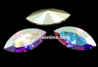 Swarovski navette, fancy chaton, aurora borealis, 15mm - x2