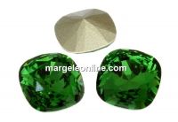 Swarovski, square fancy, dark moss green, 12mm - x1