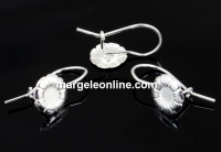 Earring findings, 925 silver, flower with lock, for rhinestone 3-4mm - x1pair